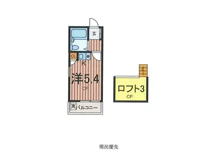 コープマリン旗の台(1K/2階)の間取り写真