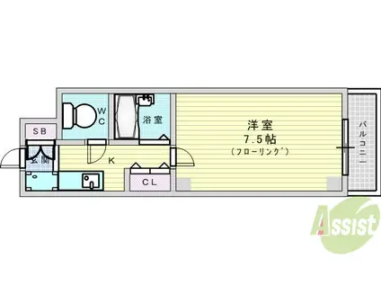 ピュアフォレスト(1K/2階)の間取り写真