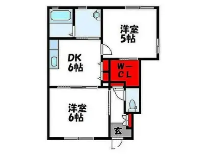 レイクサイド須恵東 A棟(2DK/1階)の間取り写真