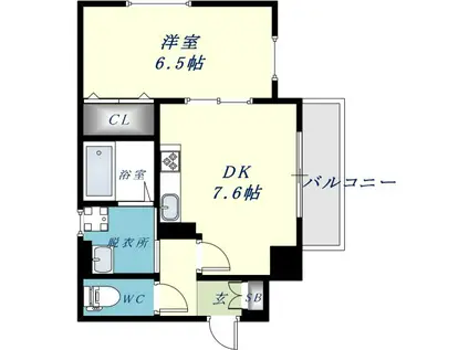 レクエルド柏田本町(1DK/1階)の間取り写真