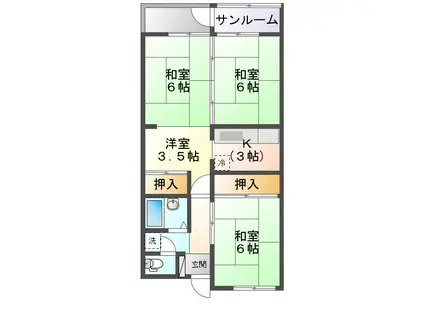 ライフインハタ(2LDK/1階)の間取り写真