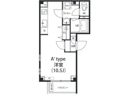 リブリ・清澄白河(ワンルーム/1階)の間取り写真
