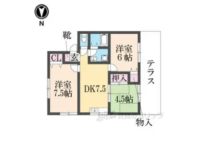 ボナミ田中ハイツ(3DK/1階)の間取り写真