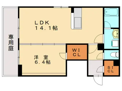 シャーメゾンSUE(1LDK/1階)の間取り写真