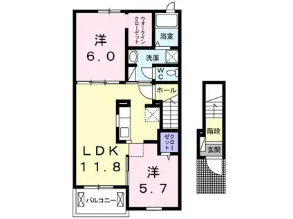 プエオ・ガーデン(2LDK/2階)の間取り写真
