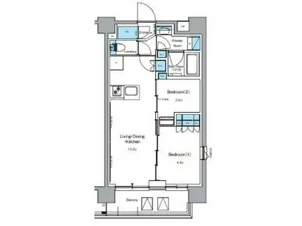 ルフォンプログレ押上イースト ルフォンプログレ押上イースト(2LDK/3階)の間取り写真