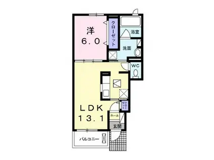 レジデンス リオ III(1LDK/1階)の間取り写真