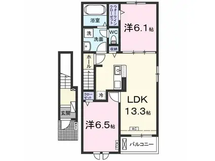 KIRSCHE(2LDK/2階)の間取り写真