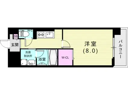 イーストERN WELLS(1K/5階)の間取り写真