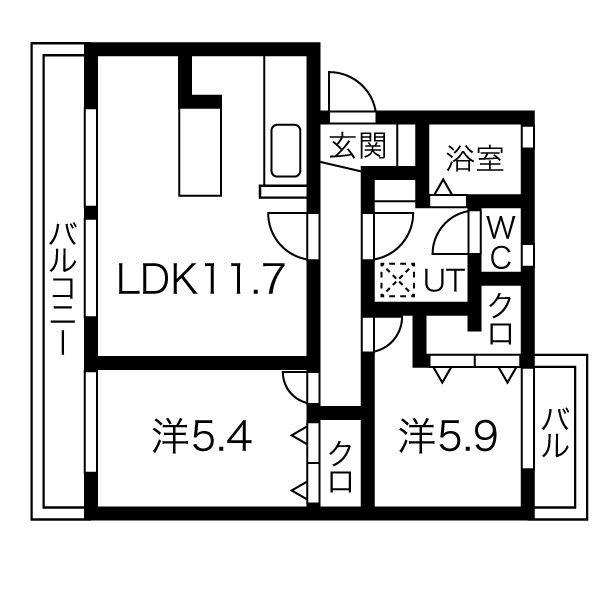 アールベロ(2LDK/2階)の間取り写真
