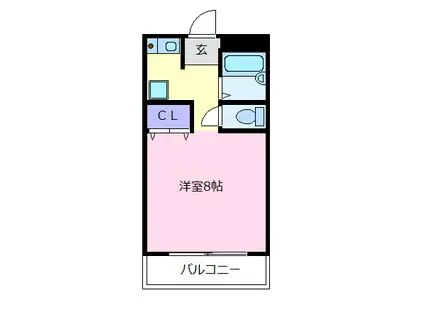 グリーンビレッジはびきの(1K/1階)の間取り写真