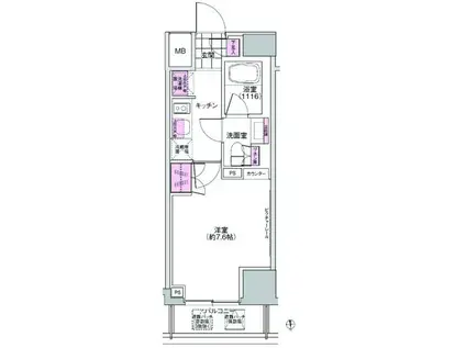プレジリア東日本橋(1K/14階)の間取り写真
