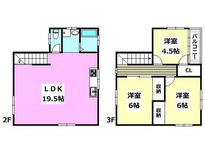 東一津屋ビル(3LDK/2階)の間取り写真