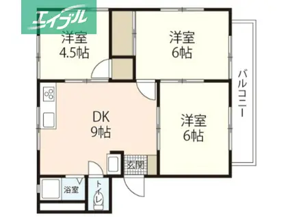 アメニティライフA(3DK/2階)の間取り写真