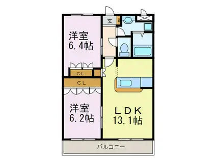 ルーエンハイム(2LDK/1階)の間取り写真