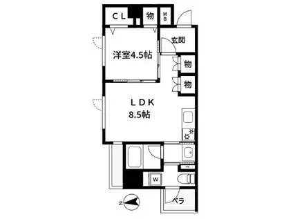 アリュイッテ富士見台(1LDK/3階)の間取り写真