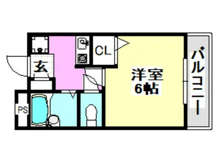 シャンブル南春日丘(1K/2階)の間取り写真