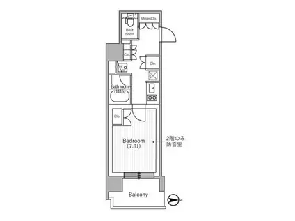 ニド元浅草(1K/2階)の間取り写真