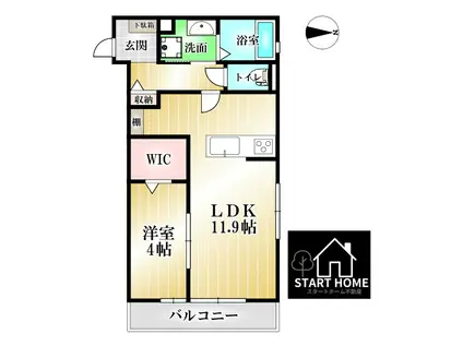 アンベリール(1LDK/1階)の間取り写真