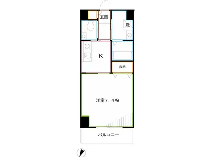 リスペクト スリー(1K/3階)の間取り写真