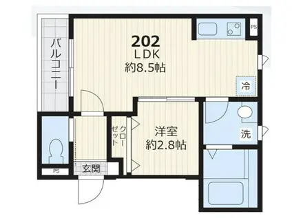 ラグシエール目黒洗足(1LDK/2階)の間取り写真