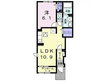 スペランツァII(1LDK/1階)の間取り写真