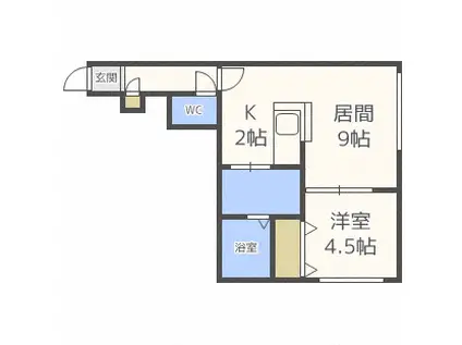 ノースウィル45(1LDK/2階)の間取り写真