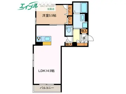 QUALISTA M (1LDK/2階)の間取り写真