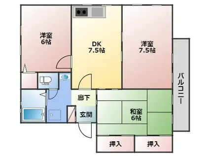 ハイムM Ⅱ(3DK/2階)の間取り写真