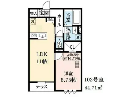 クララドムス(1LDK/1階)の間取り写真
