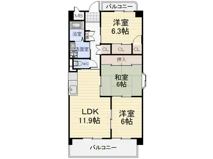ノールプラージュ(3LDK/3階)の間取り写真