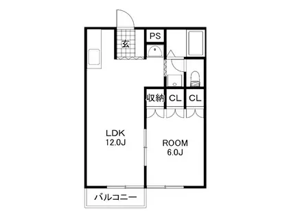 ハイツ平田I(1LDK/2階)の間取り写真