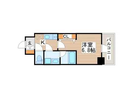 プライムアーバン仙台木町通(1K/2階)の間取り写真