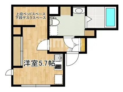 ハルカス川口(1K/1階)の間取り写真
