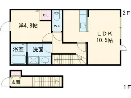 GREEN BELL赤穂(1LDK/2階)の間取り写真