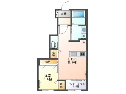 ボヌール(1LDK/1階)の間取り写真