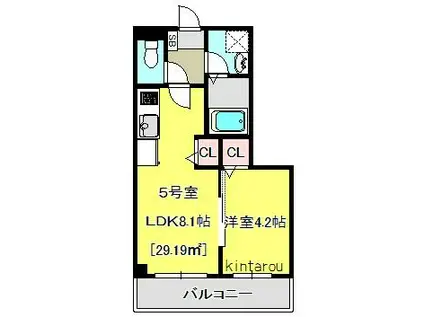 PACIFICA(1LDK/2階)の間取り写真