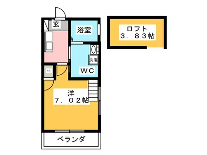 アノンテラス枡形(1K/3階)の間取り写真
