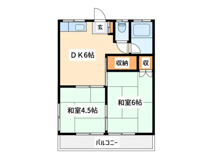 山王コーポ(2DK/2階)の間取り写真