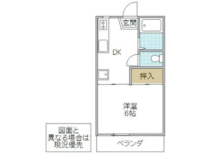 スターリバー(1DK/2階)の間取り写真