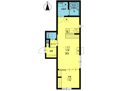 カーサ川崎(1LDK/2階)の間取り写真