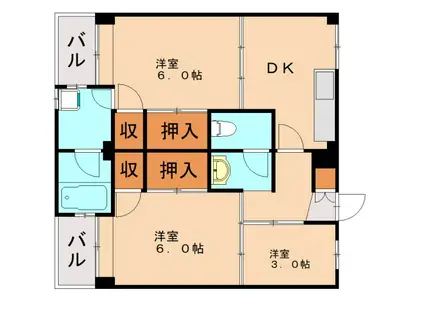 ビレッジハウス萩原(3DK/1階)の間取り写真