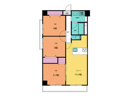 イーダッシュ中田(3LDK/8階)の間取り写真