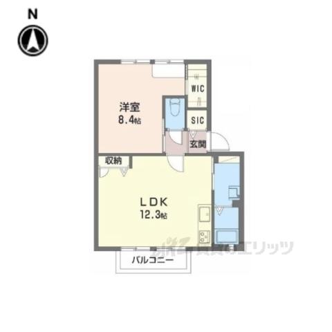 グランドゥールA・C(1LDK/1階)の間取り写真