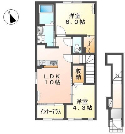 リヴィエールV(2LDK/2階)の間取り写真