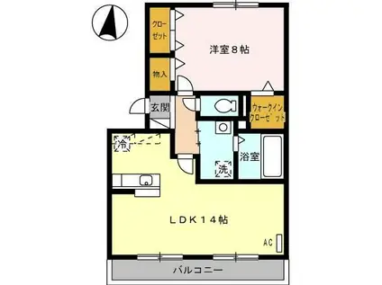 Rルミエール(1LDK/2階)の間取り写真