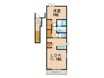 ウィステリア(1LDK/2階)の間取り写真