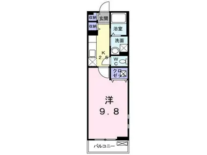 ルミエールII(1K/2階)の間取り写真