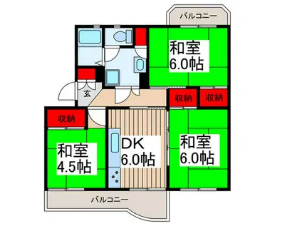 若葉台第1(3DK/4階)の間取り写真