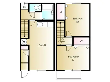 ヴェルデ本天沼(2LDK/1階)の間取り写真